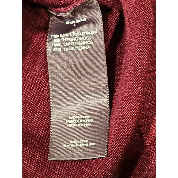 Slate & Stone 100% Merino Wool Men Sweater Large Wine Burgundy Preppy Old Money - Picture 5 of 8